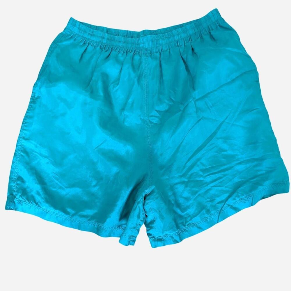 Abvie 1980s Teal 100% Silk Shorts Size Large